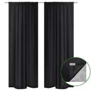 2 pcs Black Energy-saving Blackout Curtains Double Layer   