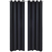 2 pcs Black Blackout Curtains with etal Rings    