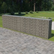 Gabion Wall with Covers Galvanised Steel [Silver]