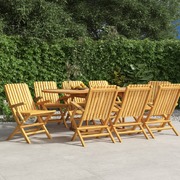 8-Piece Premium Teak Wood Folding Garden Chairs