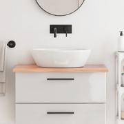 Beauty: Light Brown Treated Solid Wood Bathroom Countertop
