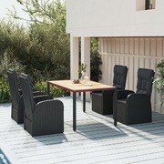 Sophisticated Garden Ensemble: 5-Piece Dining Set in Black Poly Rattan