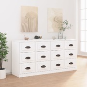 Contemporary 2 Pcs of High Gloss White Engineered Wood Sideboards