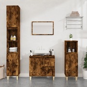Bathroom Storage Sleek Smoked Oak Engineered Wood Cabinet 3 Pcs