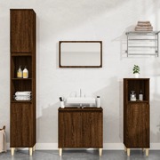 Brown Oak Bathroom Trio: Engineered Wood 3-Piece Furniture