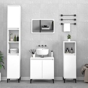 White Bathroom Trio: Engineered Wood 3-Piece Furniture Elegance