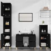 Black Bathroom Engineered Wood 3-Piece Furniture Elegance