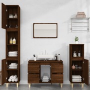 Brown Oak Bathroom Engineered Wood 3-Pcs Furniture Elegance