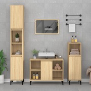 Contemporary 3-Pcs Sonoma Oak Engineered Wooden Bath Set