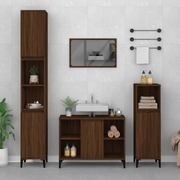 Contemporary 3-Pcs Brown Oak Engineered Wooden Bath Set
