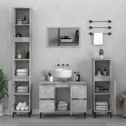 Elegant Concrete Grey Engineered Wood 4-Piece Bathroom