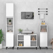 Bathroom Storage Sleek White Engineered Wood Cabinet 4 Pcs