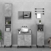 Elegant Concrete Grey Engineered Wood Trio for Your Bath: 3-Piece Furniture