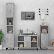 Durable 3-Piece Concrete Grey Engineered Wood Bathroom Ensemble