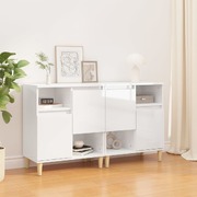 Contemporary 2 Pcs of High Shine White Engineered Wood Side Cabinets