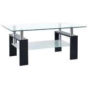 Coffee Table Black and Transparen Tempered Glass