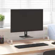 Modern White Glass and Metal Monitor Stand