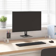 Modern White Tempered Glass and Metal Monitor Stand