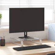 Contemporary White Tempered Glass and Metal Monitor Stand