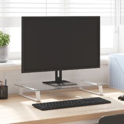 Contemporary White Glass and Metal Monitor Stand