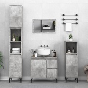Concrete Grey Contemporary High Gloss Bathroom Cabinet in Engineered Wood