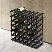42 Bottle Timber Wine Rack Wooden Storage Wall Racks Holders Cellar Black