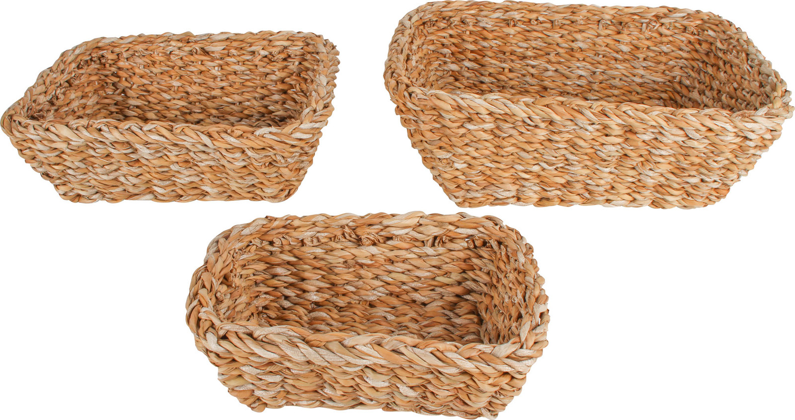 Set of 3 Seagrass Rectangle Basket 28 x 24cm x 10cm