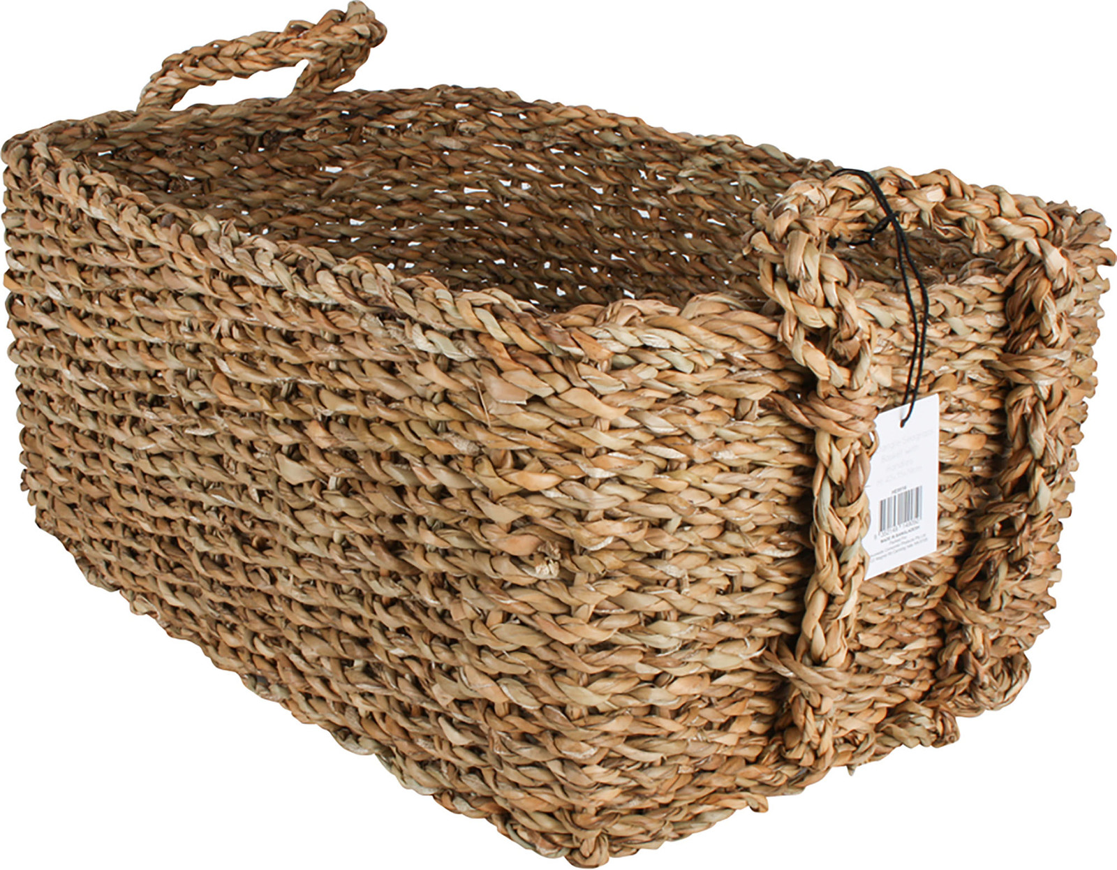 Set of 3 Seagrass Rectangle Storage Basket with Handle Small 38 x 30 x 16cm