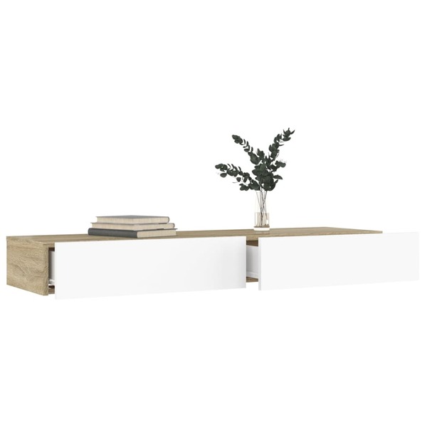 Illuminating Elegance White and Sonoma Oak TV with LED Lights