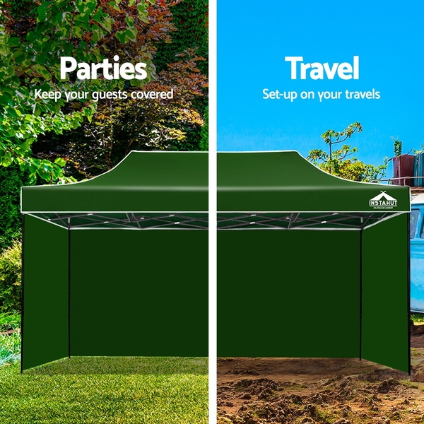 3x6 Pop Up Gazebo Hut with Sandbags Green | Afterpay ...