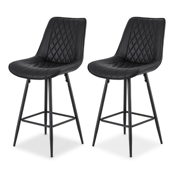 2x bar stools kitchen dining chair counter stool diamond pu leather black