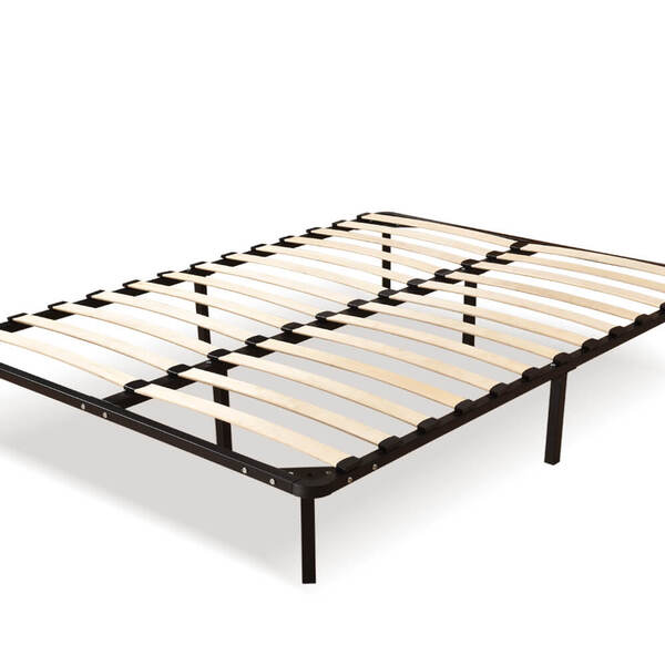Metal Bed Frame Mattress Base with Timber Slats Air BnB Double Size