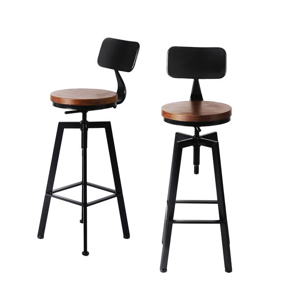Contemporary 2x Bar Stool Kitchen Wooden Metal  Sleek Modern Look