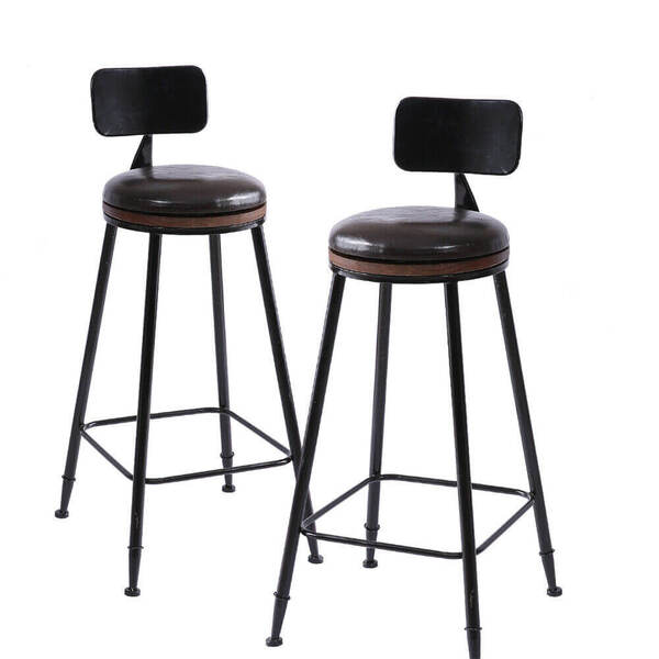2x Industrial Bar Stool Kitchen Stool Barstools Dining Chair High Back