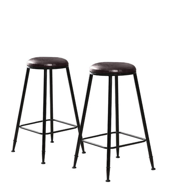 2x Industrial Bar Stool Kitchen Stool Barstools Dining Chair Leather Seat