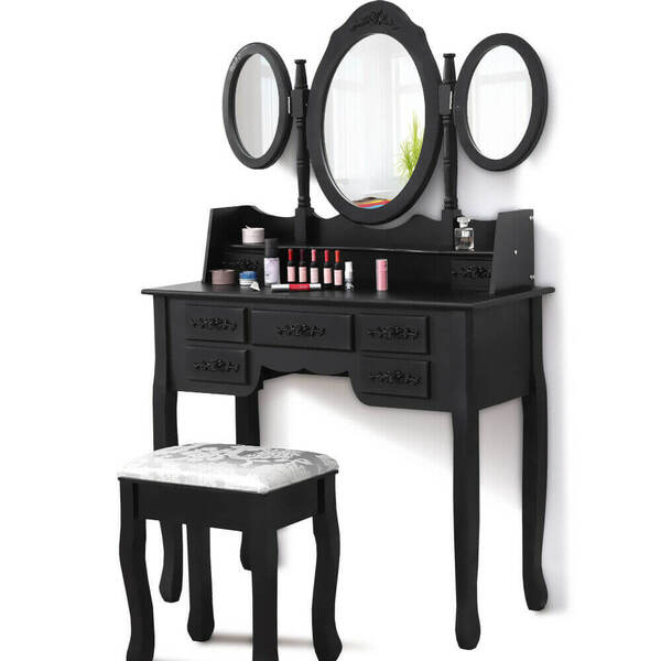 Dressing Table Stool Mirror Drawer Cabinet Jewellery Organizer Bedroom