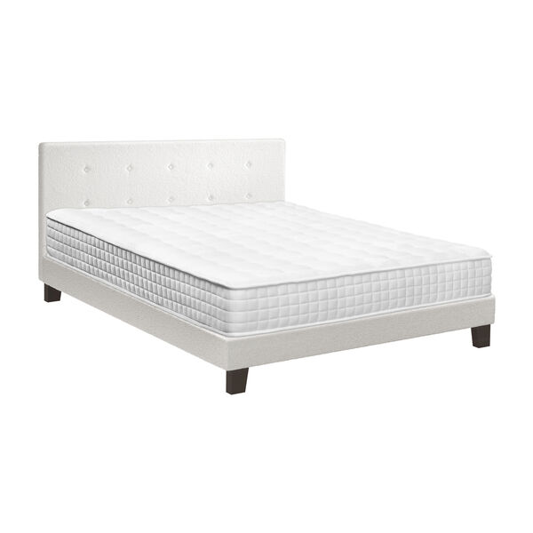 Double Wooden Bed Frame Platform with Mattress White