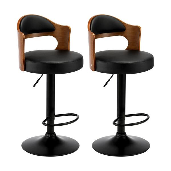 Bar Stools Kitchen Swivel Barstool Chair Gas Lift Metal Leather x2 Afterpay zipPay zipMoney