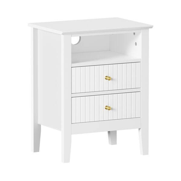 Bedside Table Nightstand 2 Drawer Storage Cabinet Bedroom White