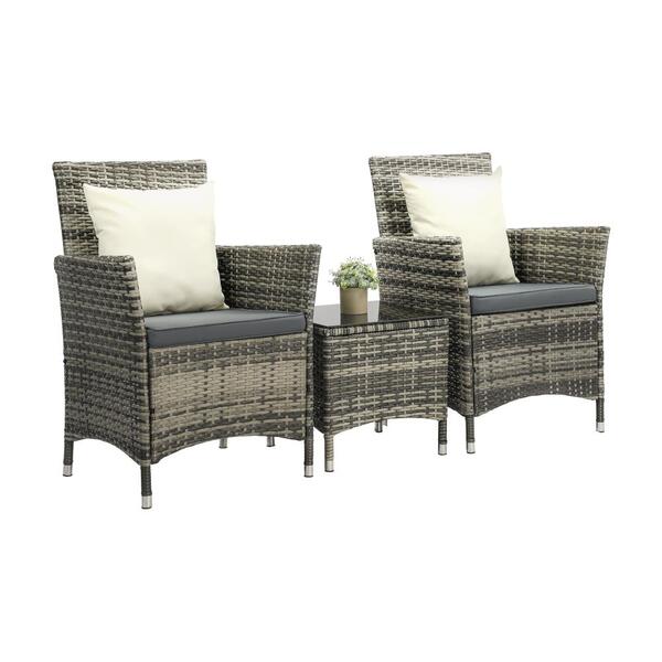 Outdoor Furniture Setting 3 Piece Wicker Bistro Set Patio Chairs Table Afterpay zipPay zipMone