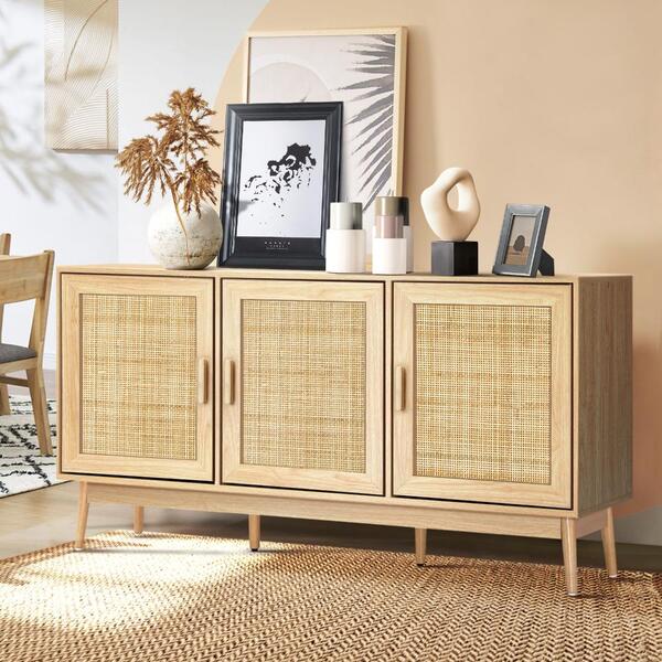 Sideboard Buffet Rattan Furniture Cupboard Storage Shelf Wood