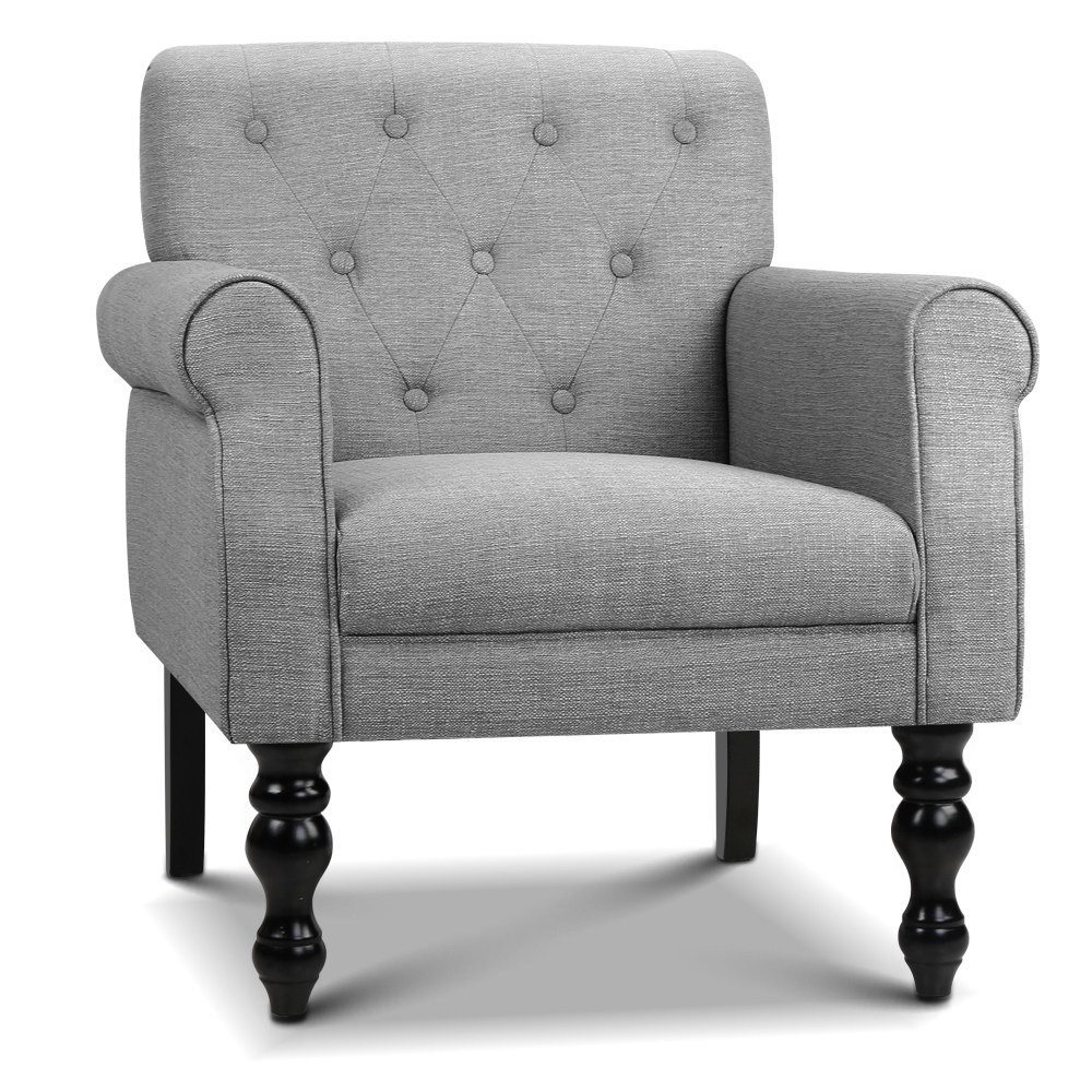 Wingback Fabric Accent Armchair - Grey