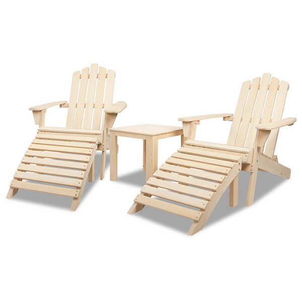 Gardeon 5 Piece Wooden Outdoor Beach Chair and Table Set 