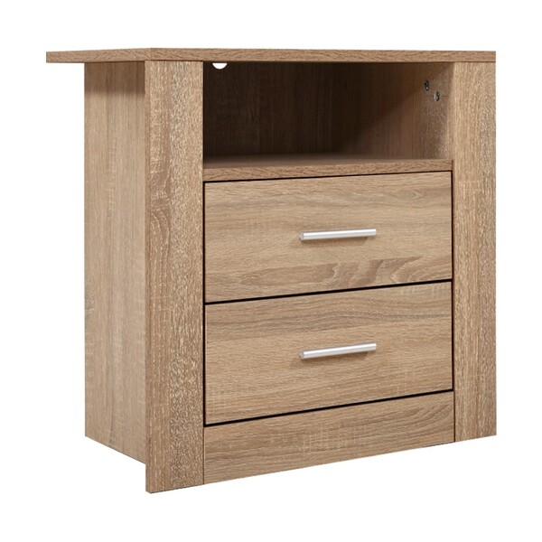 Bedside Tables Drawers Storage Shelf Side End Table Oak