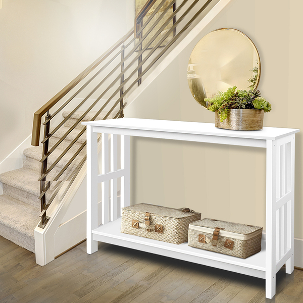 Console Table Hallway White Sideboard Desk Hall Entry Display Shelf Stand White