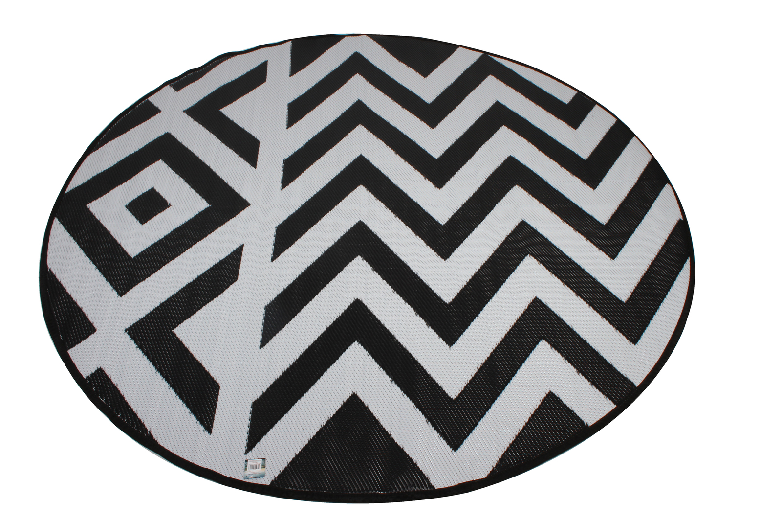 Round Outdoor Reversible Mat Weatherproof Multi Geometric Design 200cm