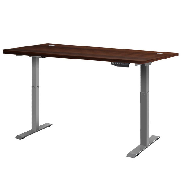 Electric Motorised Height Adjustable Standing Desk - Grey Frame with 160cm Walnut Top