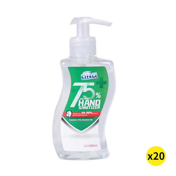 Cleace 20x Hand Sanitiser Sanitizer Instant Gel Wash 75% Alcohol 295ML