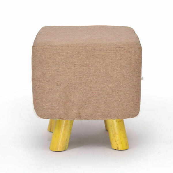 2x Luxury Chic Fabric Ottoman Foot Stool Rest Pouffe Footstool Padded Seat Wood