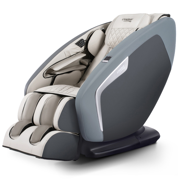 Livemor 3D Electric Massage Chair Shiatsu SL Track Full Body Massager Air Bags Navy Grey